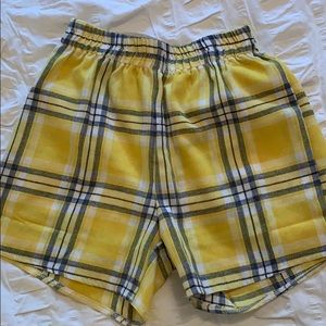 Yellow plaid cotton shorts